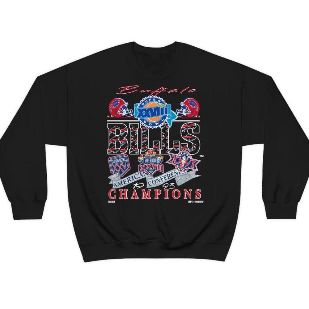 Buffalo Bills Graphic Design Sweater, 1993 Super Bowl Unisex Black Sweatshirt